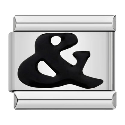 Black Letter Initial Italian Charms A–Z — Bold Alphabet Personalised Bracelet Links