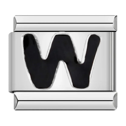 Black Letter Initial Italian Charms A–Z — Bold Alphabet Personalised Bracelet Links