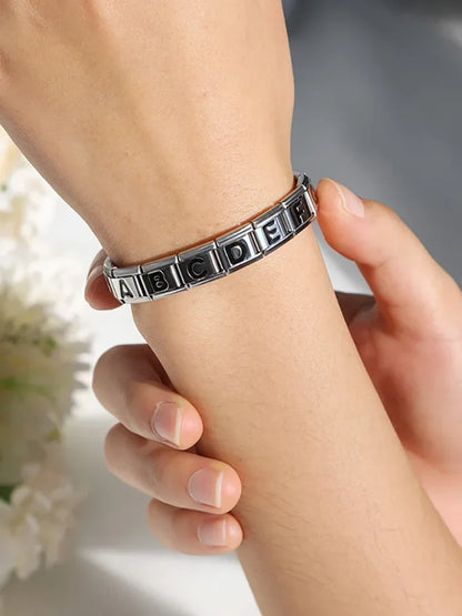 Black Letter Initial Italian Charms A–Z — Bold Alphabet Personalised Bracelet Links