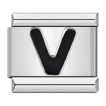 Black Letter Initial Italian Charms A–Z — Bold Alphabet Personalised Bracelet Links