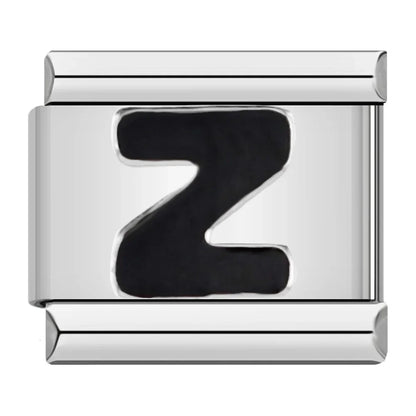 Black Letter Initial Italian Charms A–Z — Bold Alphabet Personalised Bracelet Links