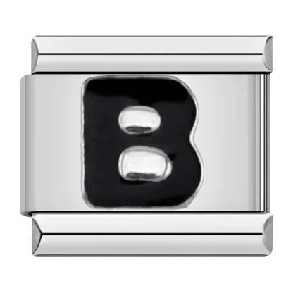 Black Letter Initial Italian Charms A–Z — Bold Alphabet Personalised Bracelet Links