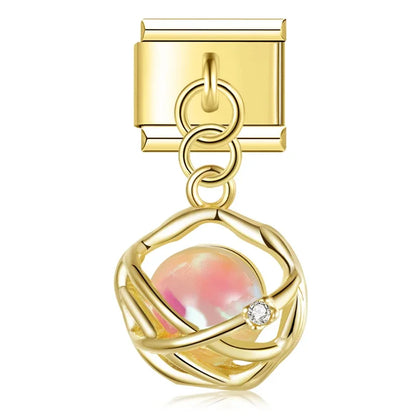The Celestial Orb & Luminous Butterfly Dangle Charm in Silver & Gold