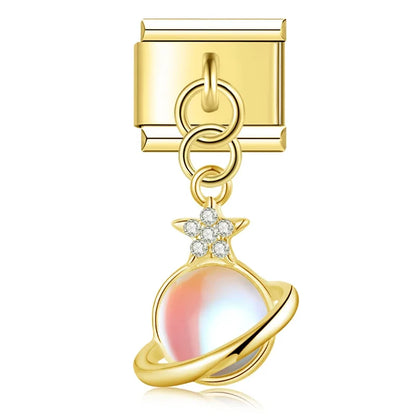 The Celestial Orb & Luminous Butterfly Dangle Charm in Silver & Gold