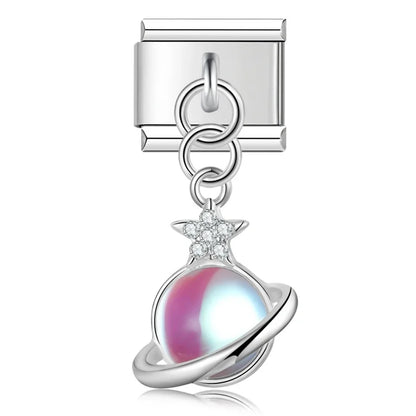The Celestial Orb & Luminous Butterfly Dangle Charm in Silver & Gold