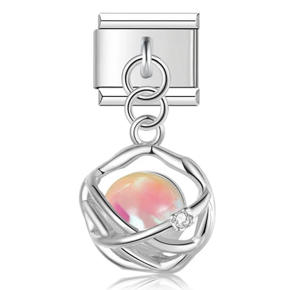 The Celestial Orb & Luminous Butterfly Dangle Charm in Silver & Gold