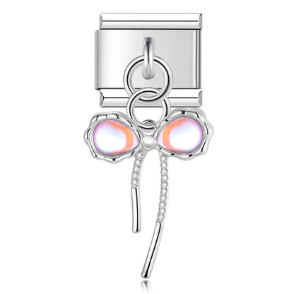 The Celestial Orb & Luminous Butterfly Dangle Charm in Silver & Gold