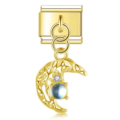 The Celestial Orb & Luminous Butterfly Dangle Charm in Silver & Gold