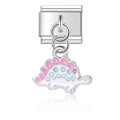Enamel Coloured Diamond Flower & Butterfly Dangle Charm for Bracelets