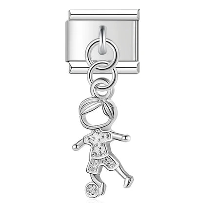Enamel Coloured Diamond Flower & Butterfly Dangle Charm for Bracelets
