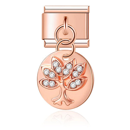 Enamel Coloured Diamond Flower & Butterfly Dangle Charm for Bracelets
