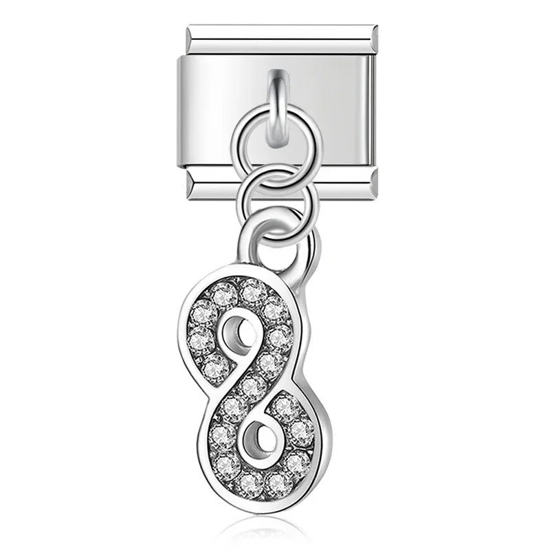 The Crystal Motif & Infinity Dangle Charm in Silver