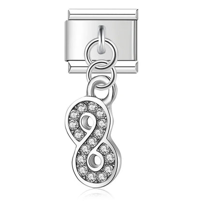 The Crystal Motif & Infinity Dangle Charm in Silver