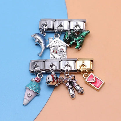 Fish, Dinosaur & Ice Cream Dangle Italian Charms
