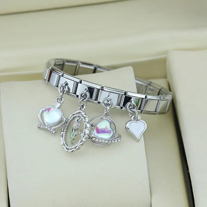 Flower Crown Heart Moon & Planet Charms in Silver & Gold
