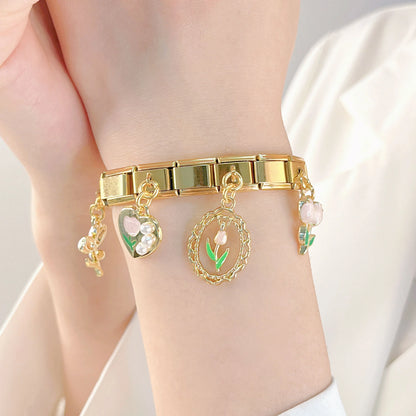 Flower Crown Heart Moon & Planet Charms in Silver & Gold