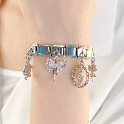 Flower Crown Heart Moon & Planet Charms in Silver & Gold