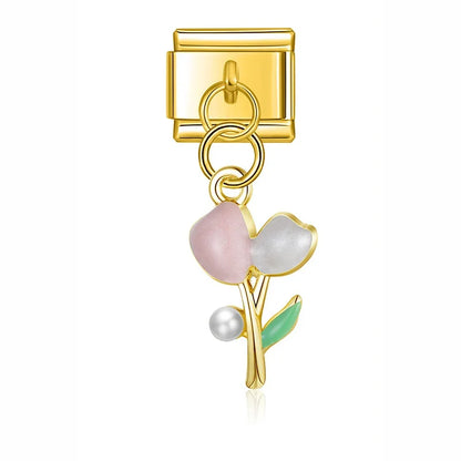 Flower Crown Heart Moon & Planet Charms in Silver & Gold