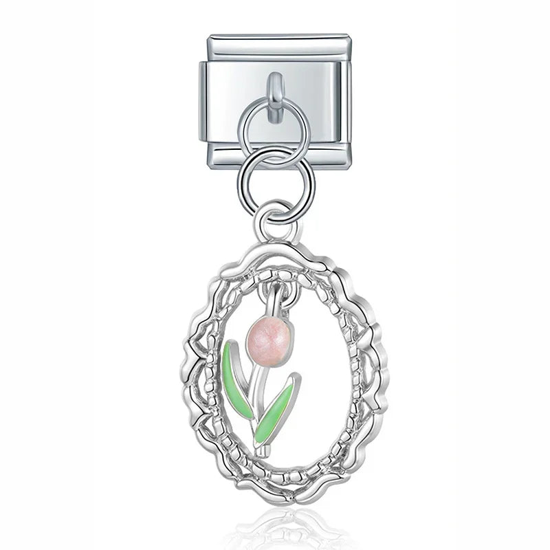 Flower Crown Heart Moon Planet charms silver&gold