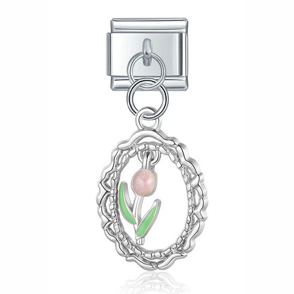 Flower Crown Heart Moon & Planet Charms in Silver & Gold