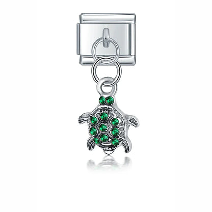 Cute Animal Themed Silver Dangle Italian Charms — Kawaii Animal Silhouette Dangle Links