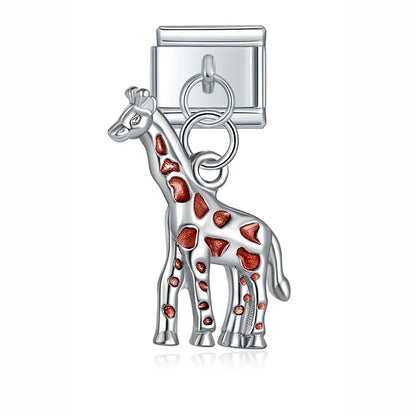 Cute Animal Themed Silver Dangle Italian Charms — Kawaii Animal Silhouette Dangle Links