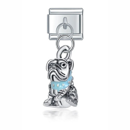 Cute Animal Themed Silver Dangle Italian Charms — Kawaii Animal Silhouette Dangle Links
