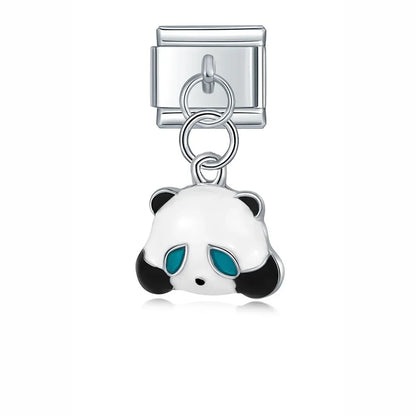 Cute Animal Themed Silver Dangle Italian Charms — Kawaii Animal Silhouette Dangle Links