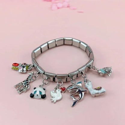 Cute Animal Themed Silver Dangle Italian Charms — Kawaii Animal Silhouette Dangle Links