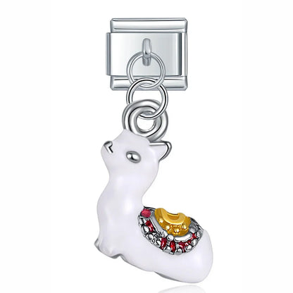 Cute Animal Themed Silver Dangle Italian Charms — Kawaii Animal Silhouette Dangle Links