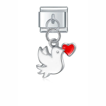 Cute Animal Themed Silver Dangle Italian Charms — Kawaii Animal Silhouette Dangle Links