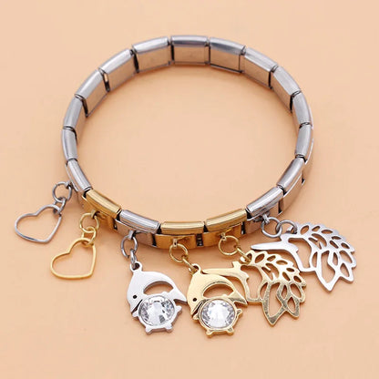Crystal Figurine & Silhouette Dangle Charm in Silver & Gold