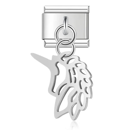 Crystal Figurine & Silhouette Dangle Charm in Silver & Gold