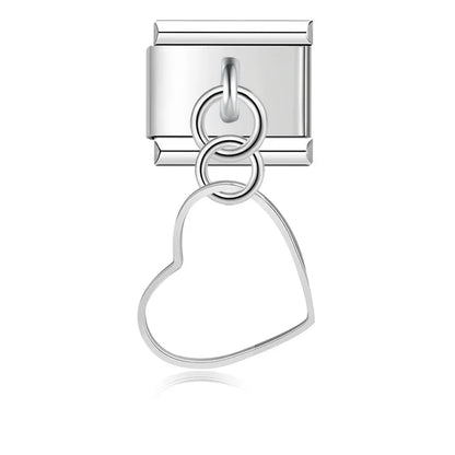 Crystal Figurine & Silhouette Dangle Charm in Silver & Gold