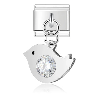 Crystal Figurine & Silhouette Dangle Charm in Silver & Gold