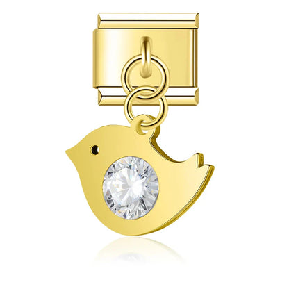 Crystal Figurine & Silhouette Dangle Charm in Silver & Gold