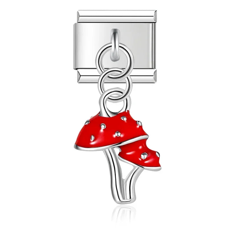 Heart Eye Mushroom Camel Slippers charms silver