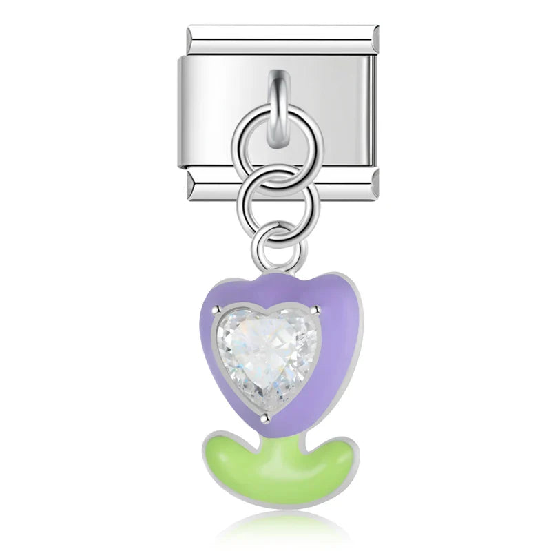 Heart Eye Mushroom Camel Slippers charms silver