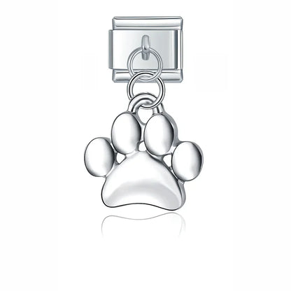 Pink Heart, Key, Flower & Mask Silver Dangle Italian Charms — Paw, Snowflake & Heart Key Links