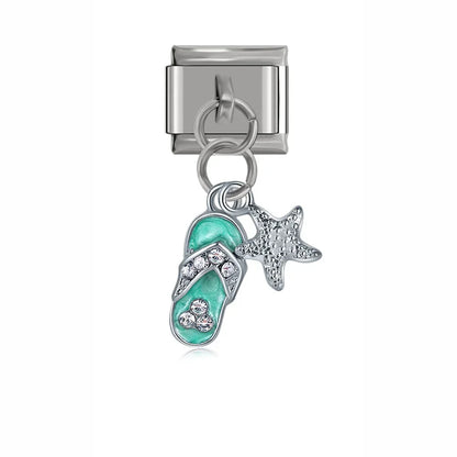 Rabbit, Bus, Dog, Mermaid, Girl & Shark Dangle Italian Charms — Fun Character Dangle Links