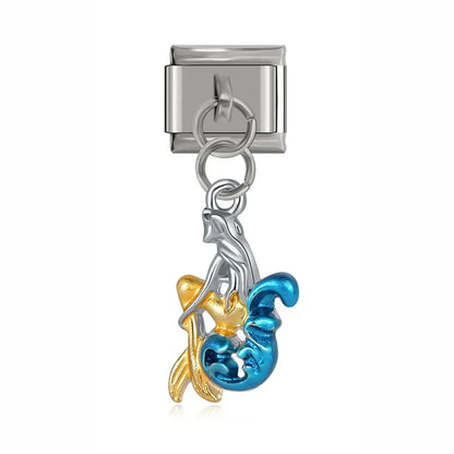Rabbit, Bus, Dog, Mermaid, Girl & Shark Dangle Italian Charms — Fun Character Dangle Links