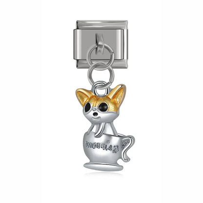 Rabbit, Bus, Dog, Mermaid, Girl & Shark Dangle Italian Charms — Fun Character Dangle Links