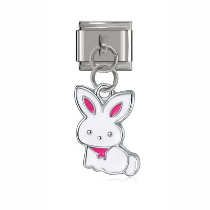 Rabbit, Bus, Dog, Mermaid, Girl & Shark Dangle Italian Charms — Fun Character Dangle Links