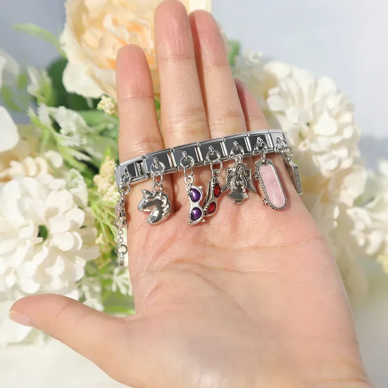 Unicorn Glasses Angle Skateboard charms silver