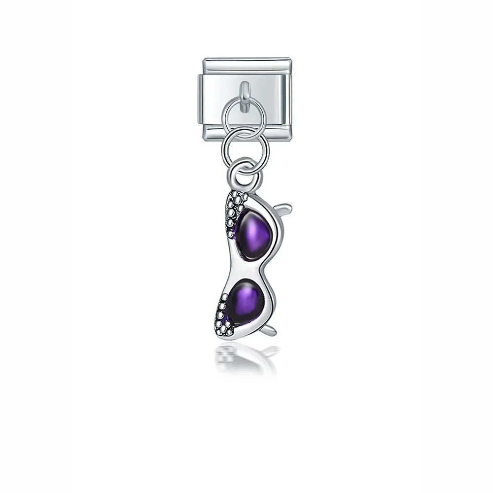 Unicorn Glasses Angle Skateboard charms silver