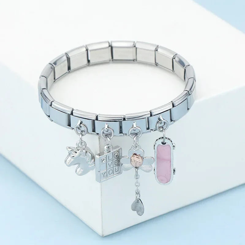 Unicorn Glasses Angle Skateboard charms silver