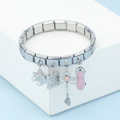 Unicorn, Angel, Glasses & Skateboard Silver Italian Charms – Fun 9mm Bracelet Links