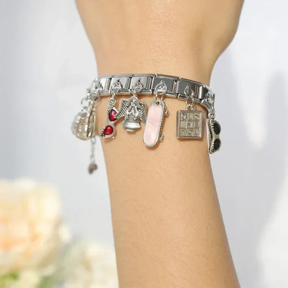 Unicorn, Angel, Glasses & Skateboard Silver Italian Charms – Fun 9mm Bracelet Links