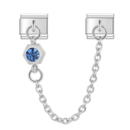 Colourful Gemstone Safety Chain Links — Red, Pink, Blue & CZ Stone Italian Charm Chains