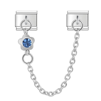 Colourful Gemstone Safety Chain Links — Red, Pink, Blue & CZ Stone Italian Charm Chains